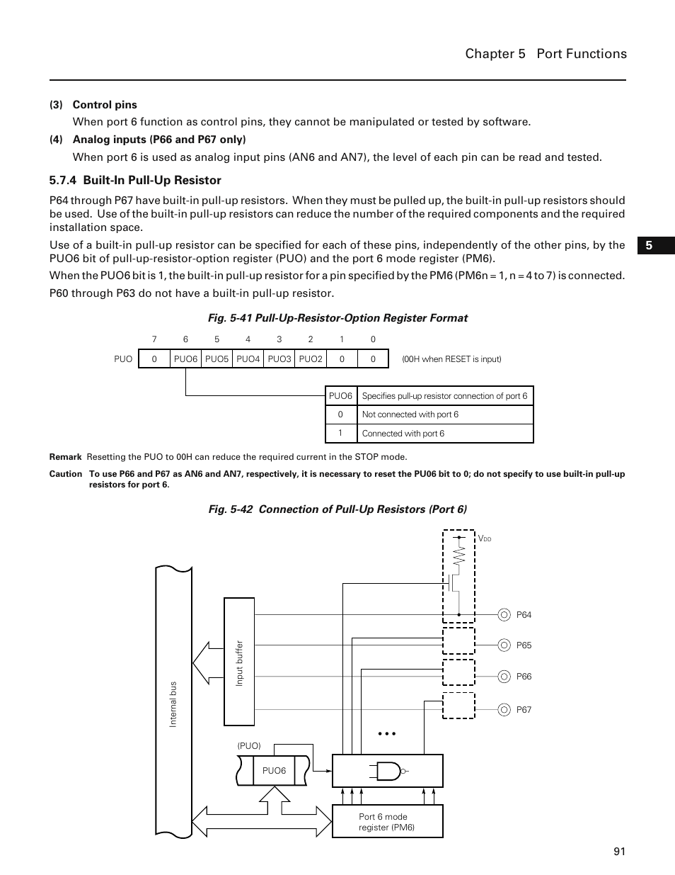 4 built-in pull-up resistor, Chapter 5 port functions | NEC PD78214 User Manual | Page 120 / 487