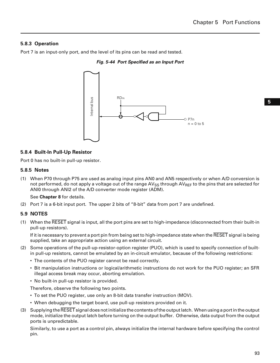 3 operation, 4 built-in pull-up resistor, 5 notes | 9 notes | NEC PD78214 User Manual | Page 122 / 487