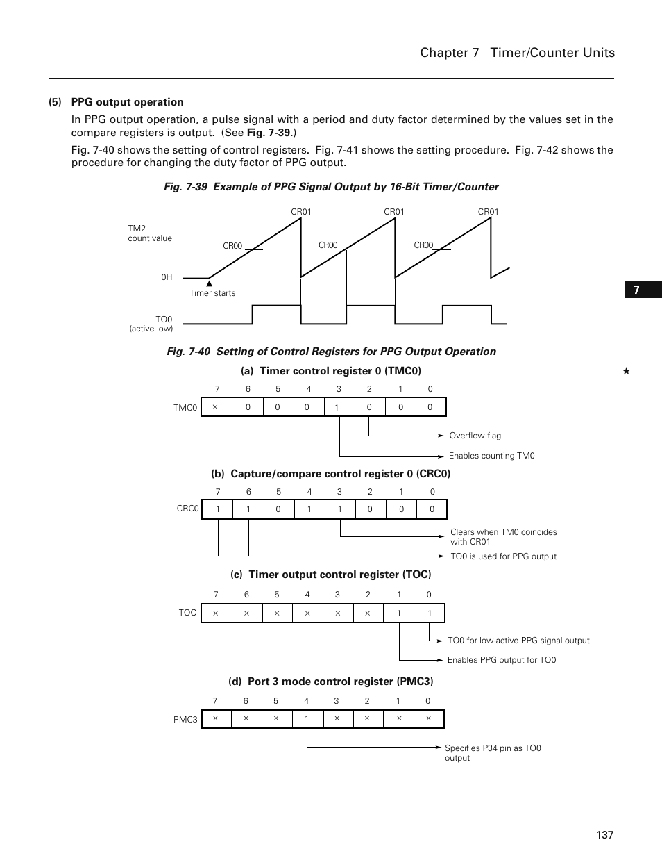 Chapter 7 timer/counter units | NEC PD78214 User Manual | Page 166 / 487