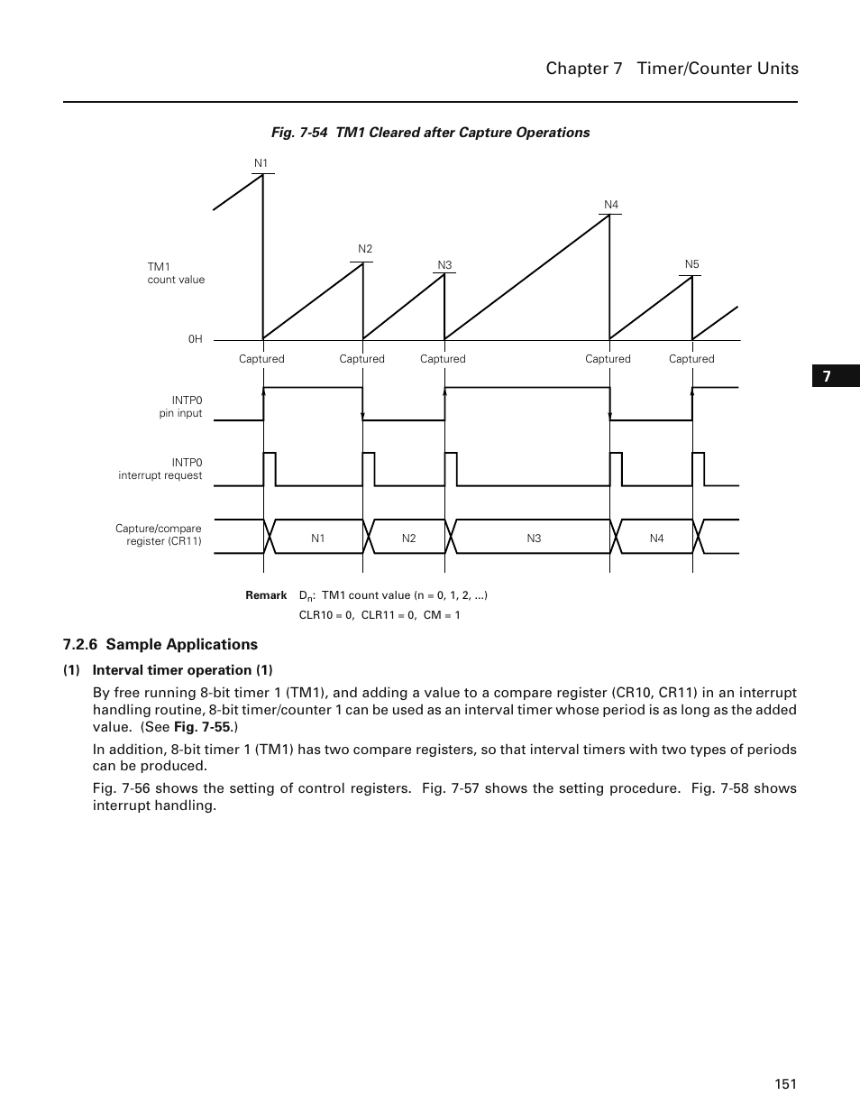 6 sample applications, Chapter 7 timer/counter units | NEC PD78214 User Manual | Page 180 / 487