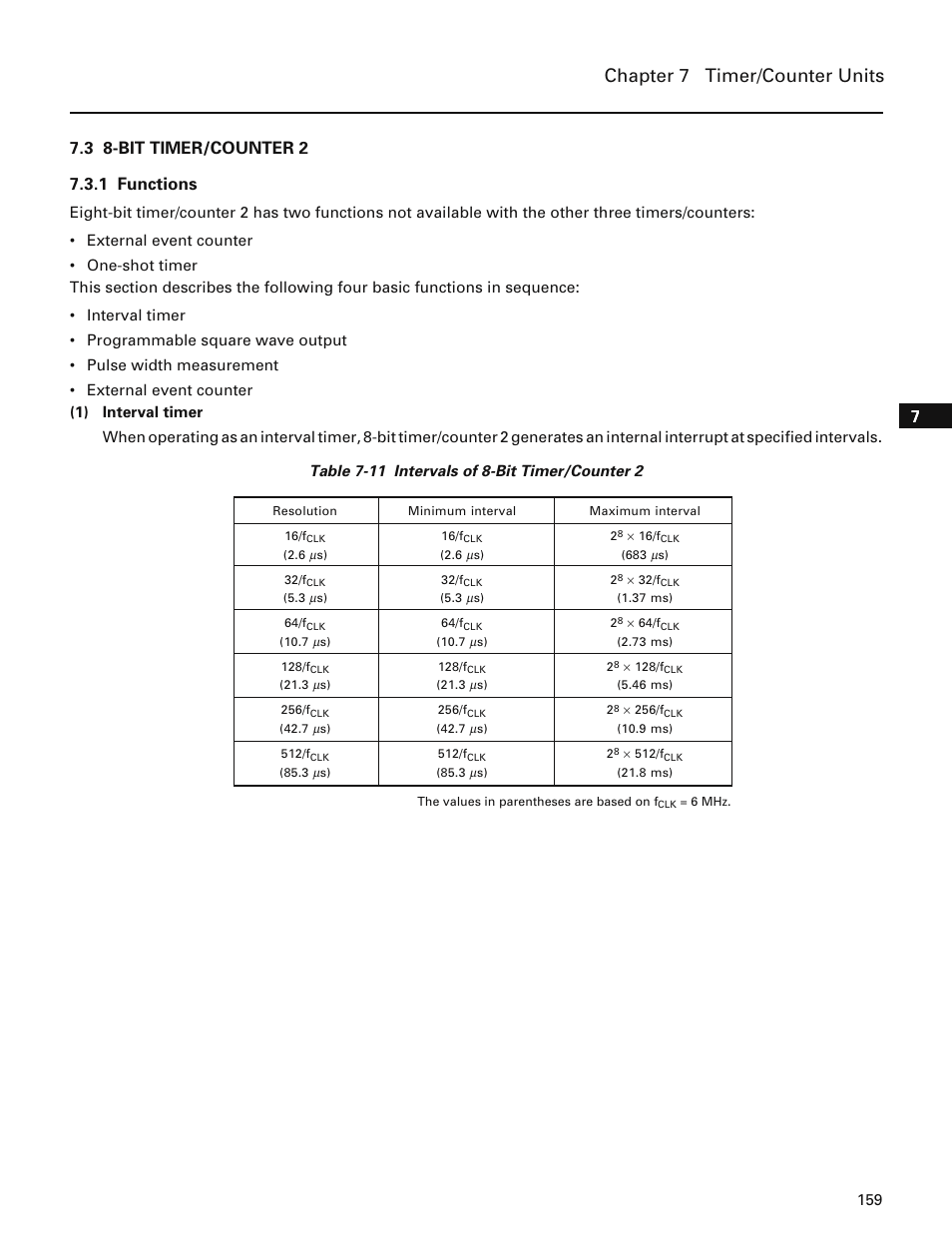 3 8-bit timer/counter 2, 1 functions, Chapter 7 timer/counter units | NEC PD78214 User Manual | Page 188 / 487