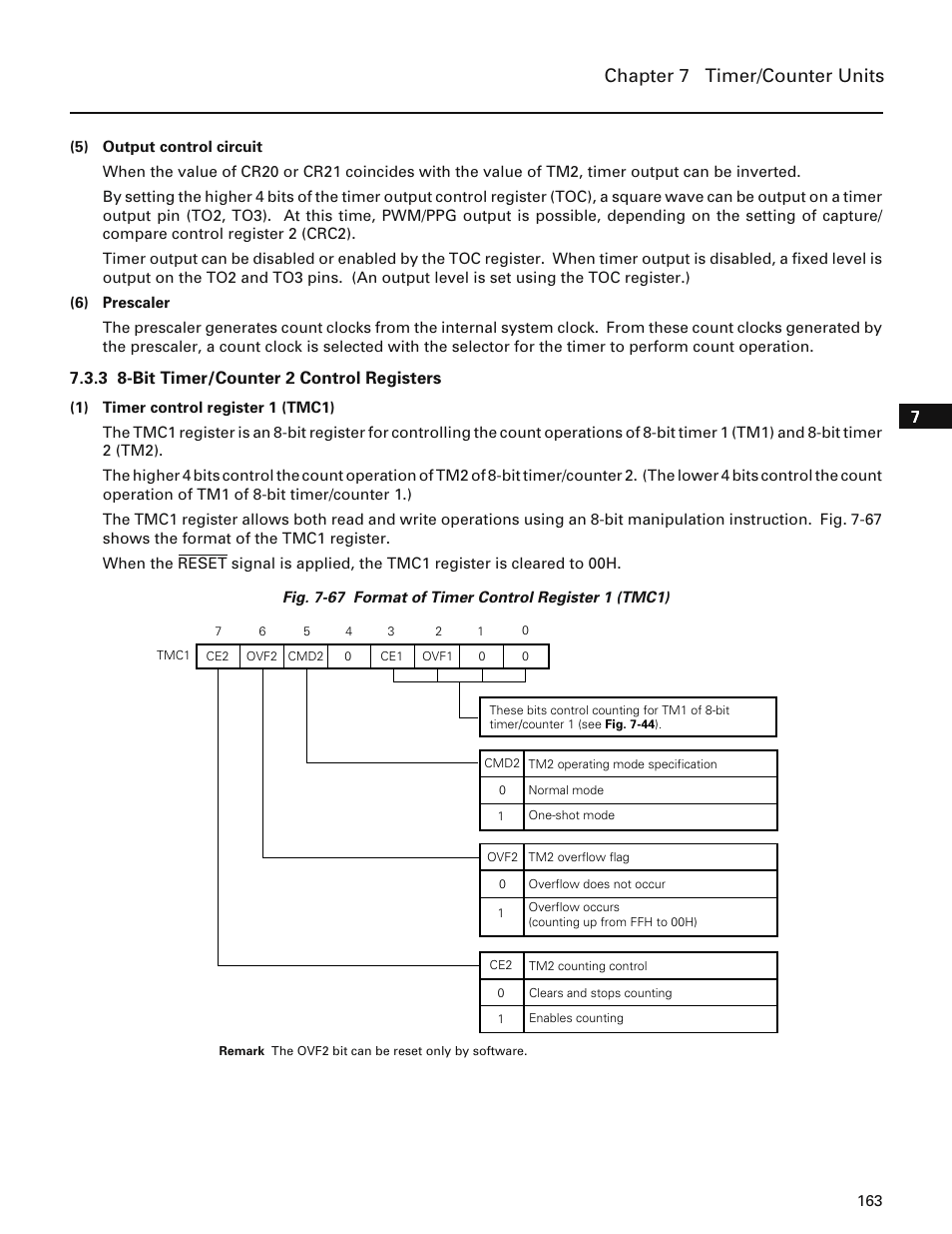 3 8-bit timer/counter 2 control registers, Chapter 7 timer/counter units | NEC PD78214 User Manual | Page 192 / 487