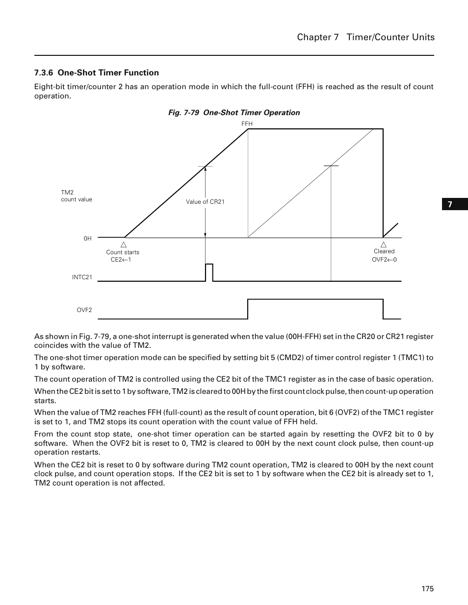 6 one-shot timer function, Chapter 7 timer/counter units | NEC PD78214 User Manual | Page 204 / 487