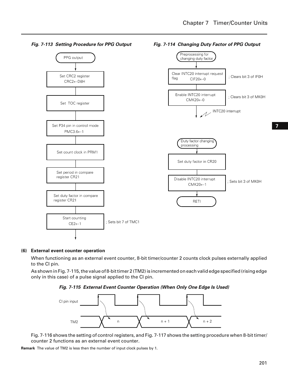 Chapter 7 timer/counter units | NEC PD78214 User Manual | Page 230 / 487