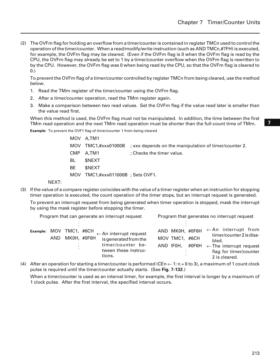 Chapter 7 timer/counter units | NEC PD78214 User Manual | Page 242 / 487