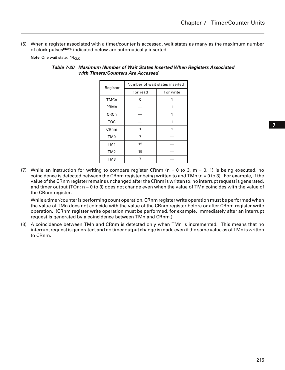 Chapter 7 timer/counter units | NEC PD78214 User Manual | Page 244 / 487