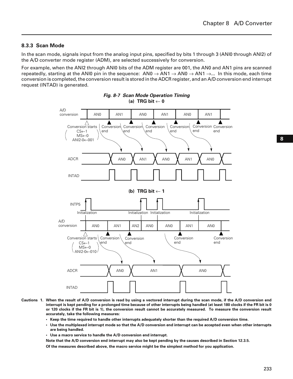 3 scan mode, Chapter 8 a/d converter | NEC PD78214 User Manual | Page 262 / 487