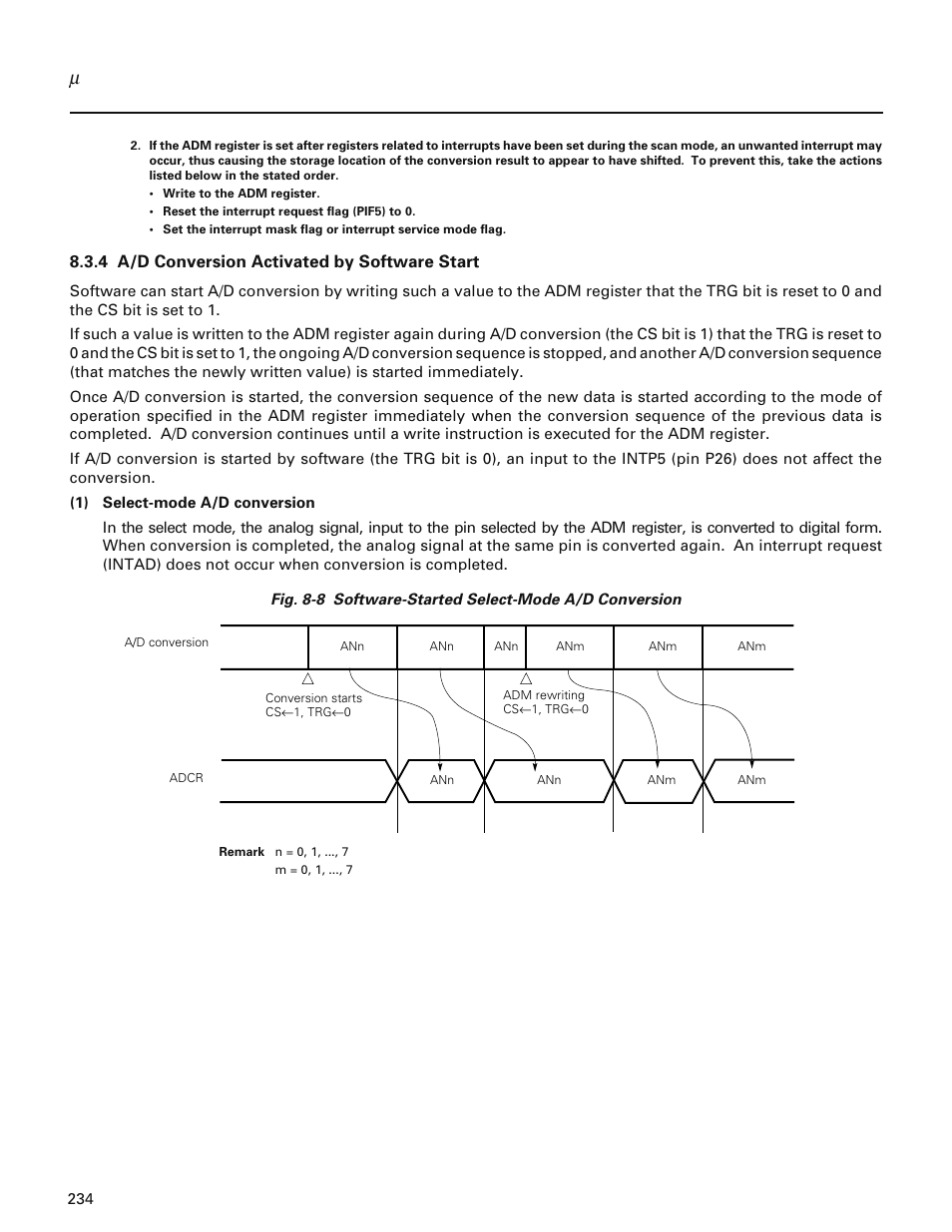 4 a/d conversion activated by software start | NEC PD78214 User Manual | Page 263 / 487