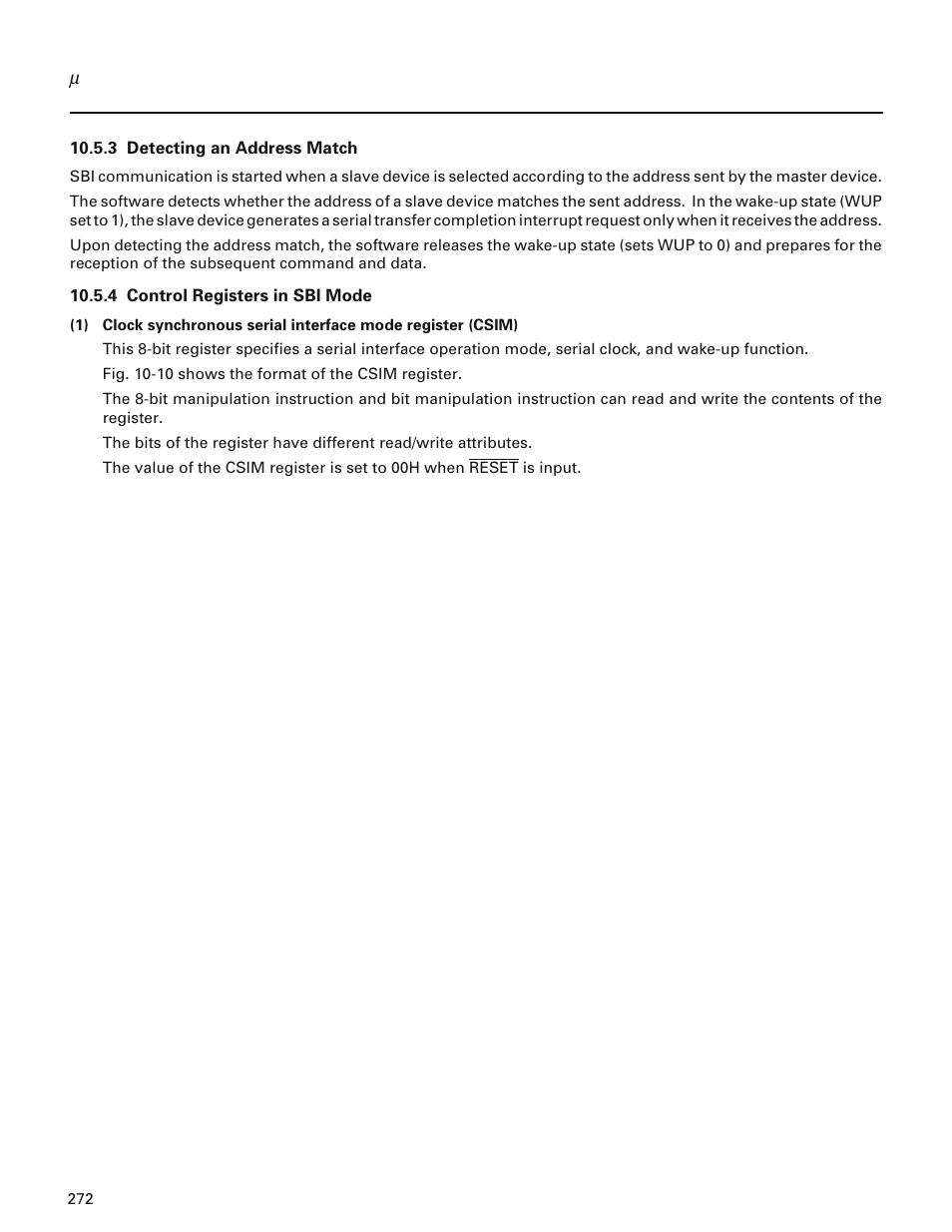 3 detecting an address match, 4 control registers in sbi mode | NEC PD78214 User Manual | Page 301 / 487