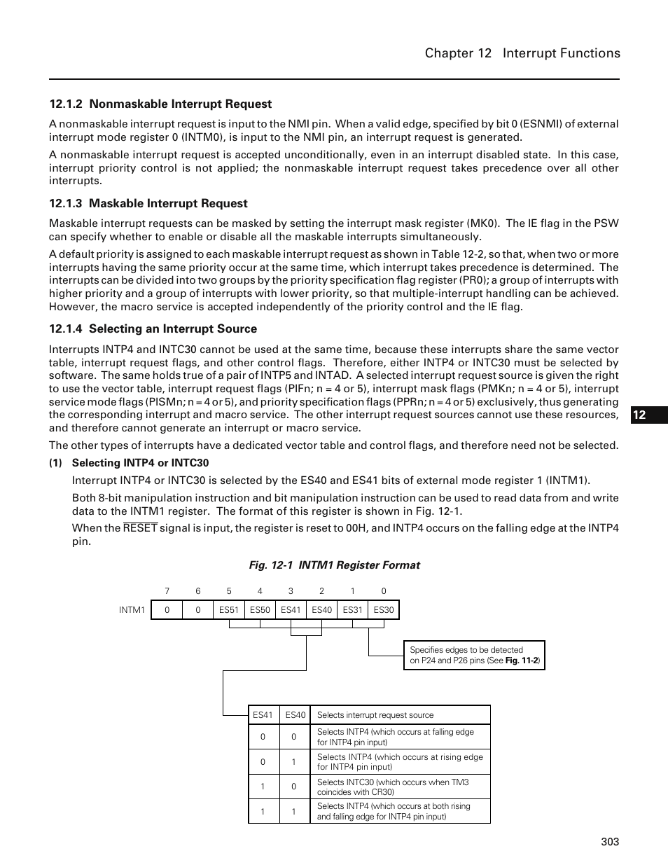 2 nonmaskable interrupt request, 3 maskable interrupt request, 4 selecting an interrupt source | Chapter 12 interrupt functions | NEC PD78214 User Manual | Page 332 / 487