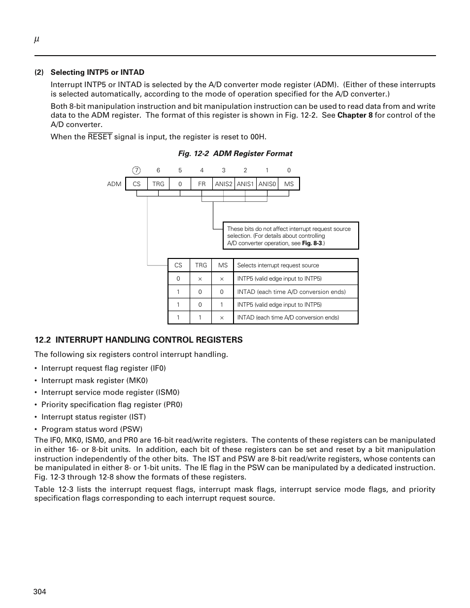 2 interrupt handling control registers | NEC PD78214 User Manual | Page 333 / 487