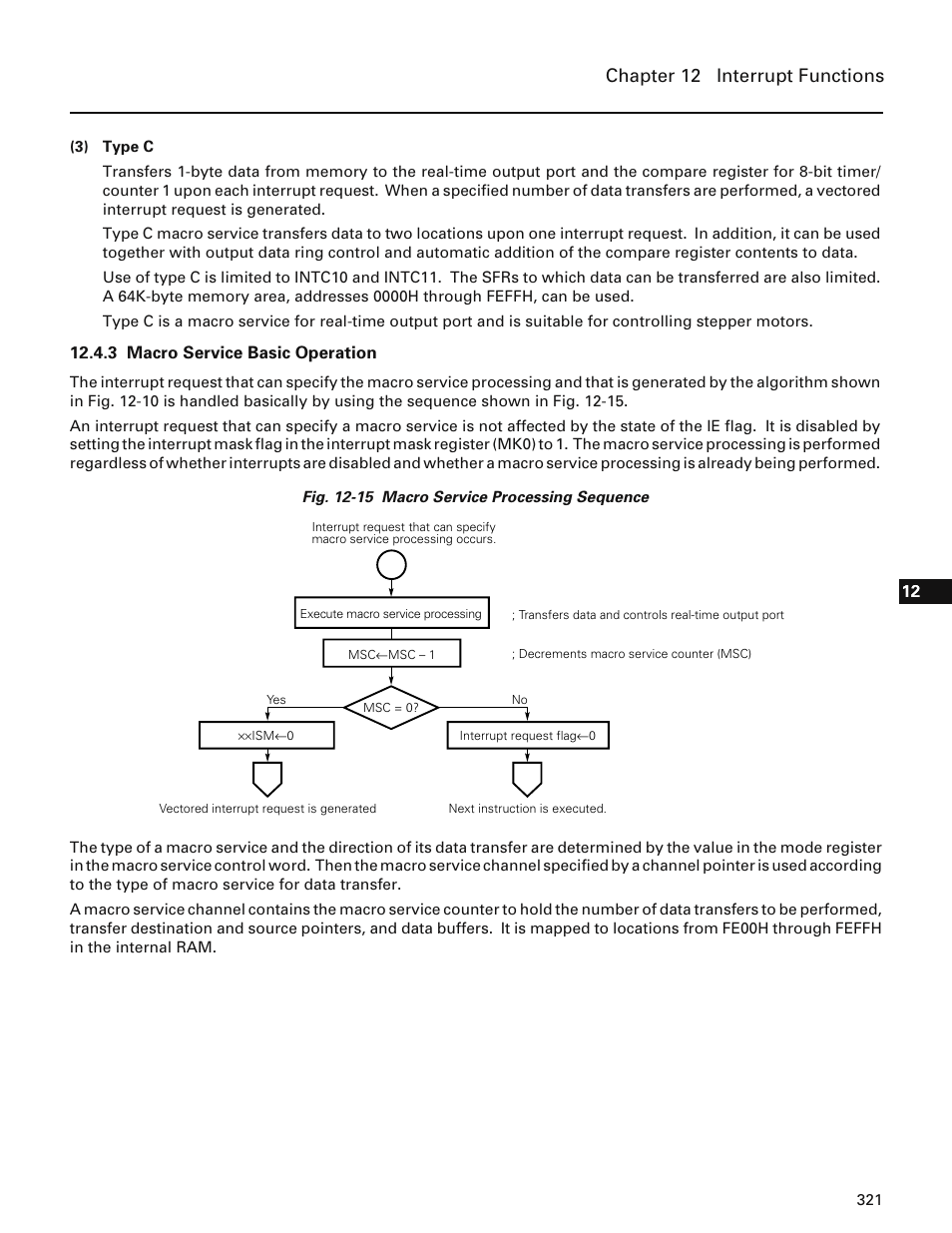 3 macro service basic operation, Chapter 12 interrupt functions | NEC PD78214 User Manual | Page 350 / 487