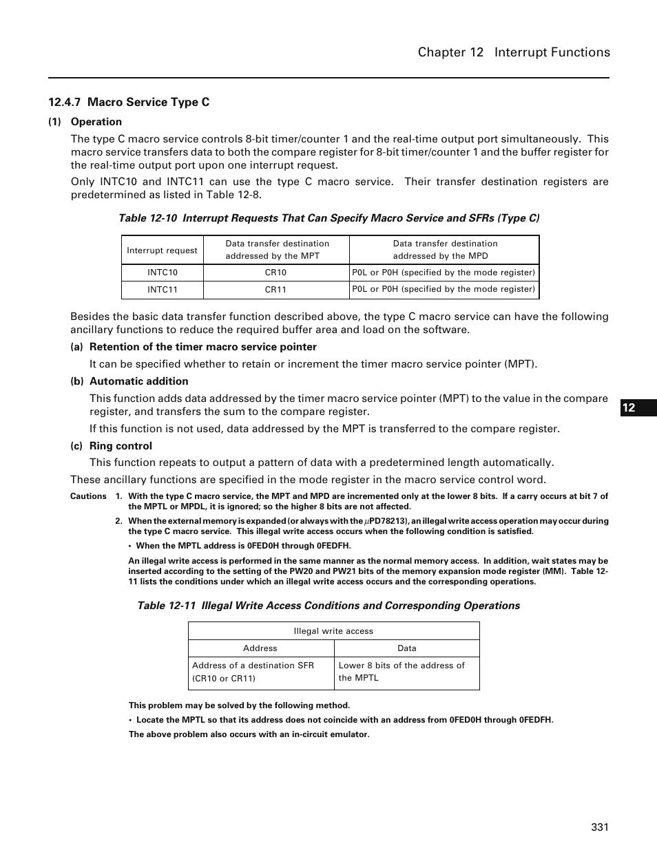 7 macro service type c, Chapter 12 interrupt functions | NEC PD78214 User Manual | Page 360 / 487