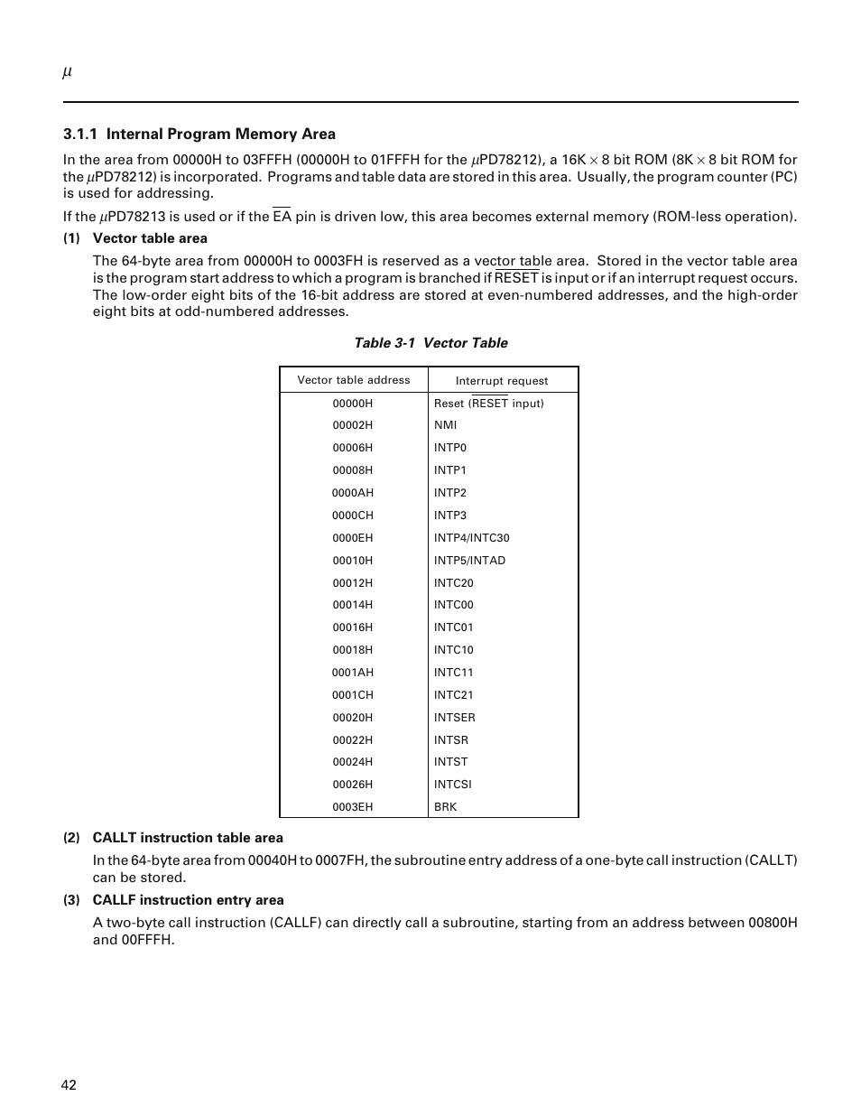 1 internal program memory area | NEC PD78214 User Manual | Page 71 / 487