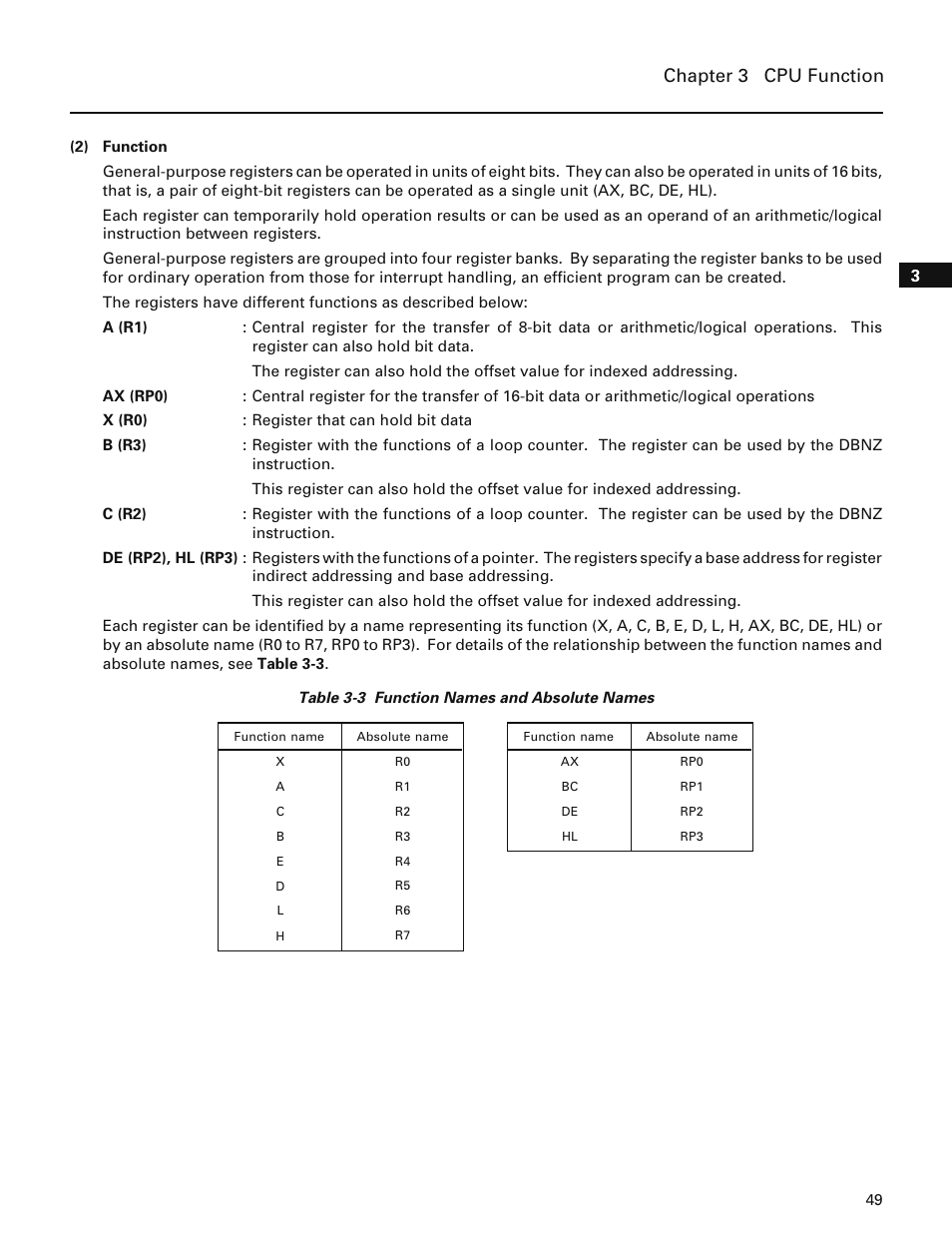 Chapter 3 cpu function | NEC PD78214 User Manual | Page 78 / 487