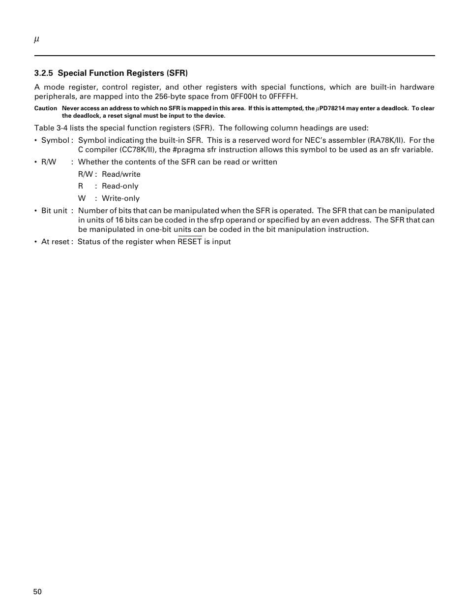 5 special function registers (sfr) | NEC PD78214 User Manual | Page 79 / 487