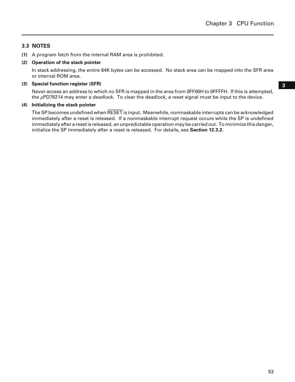 3 notes | NEC PD78214 User Manual | Page 82 / 487
