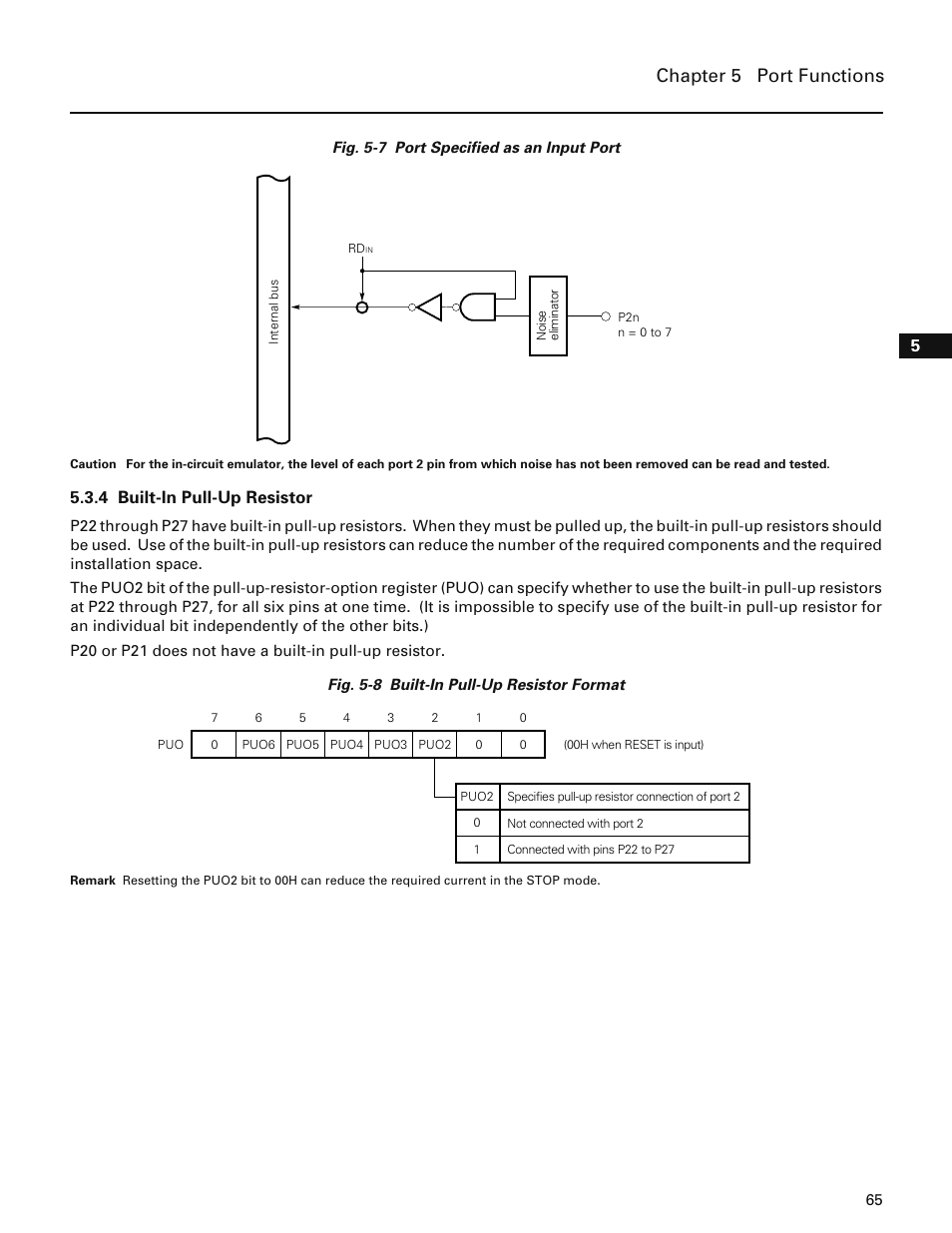 4 built-in pull-up resistor, Chapter 5 port functions | NEC PD78214 User Manual | Page 94 / 487