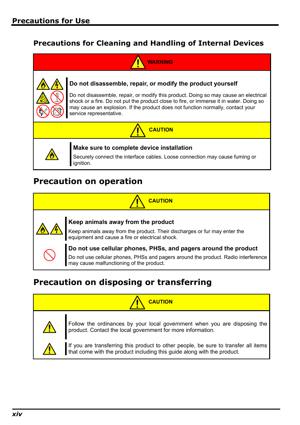 Precaution on operation, Precaution on disposing or transferring, Precautions for use | NEC N8406-022 User Manual | Page 22 / 62