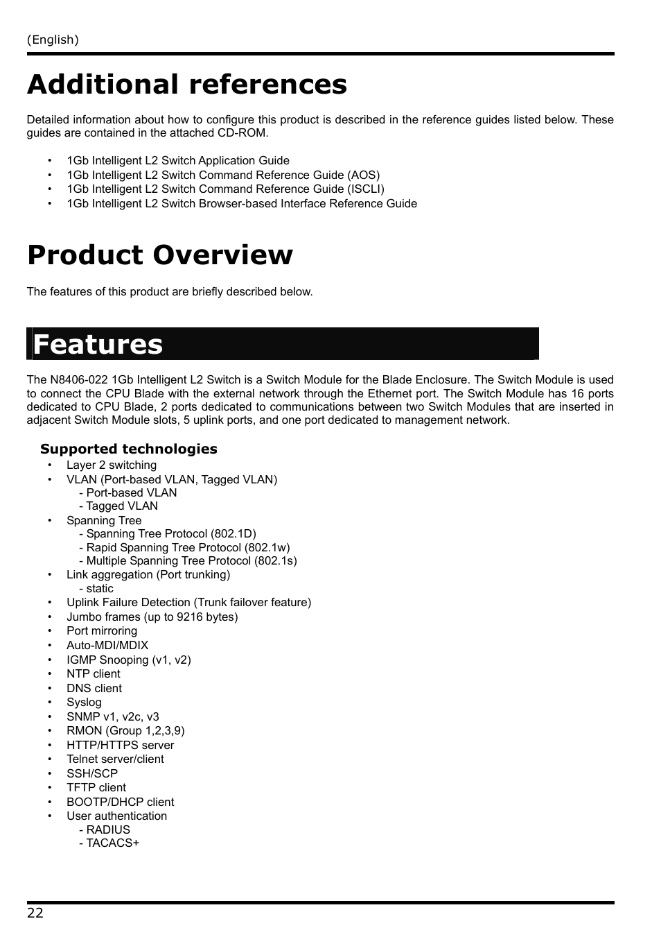 Additional references, Product overview, Features | NEC N8406-022 User Manual | Page 44 / 62