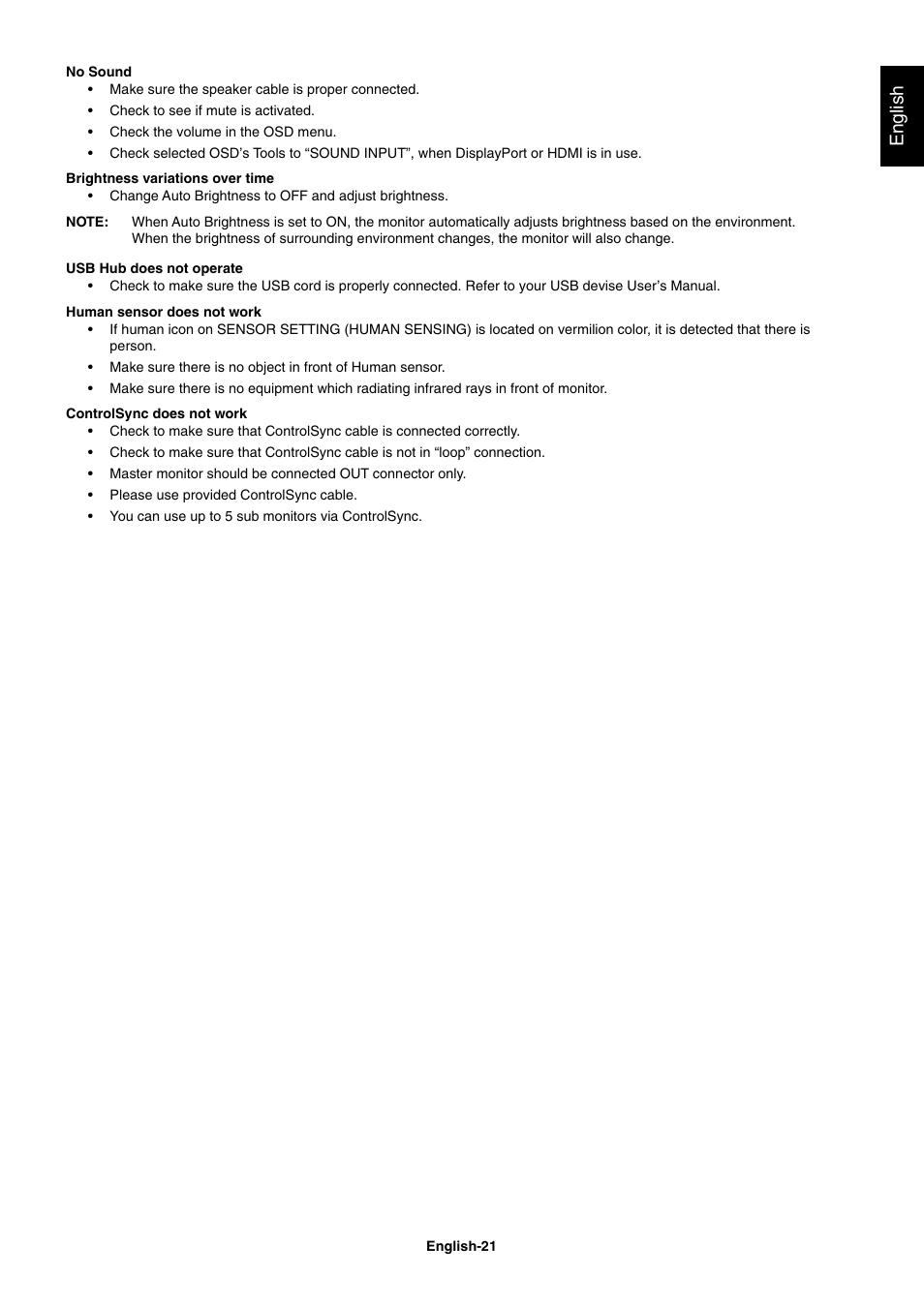 English | NEC EA273WM User Manual | Page 23 / 27