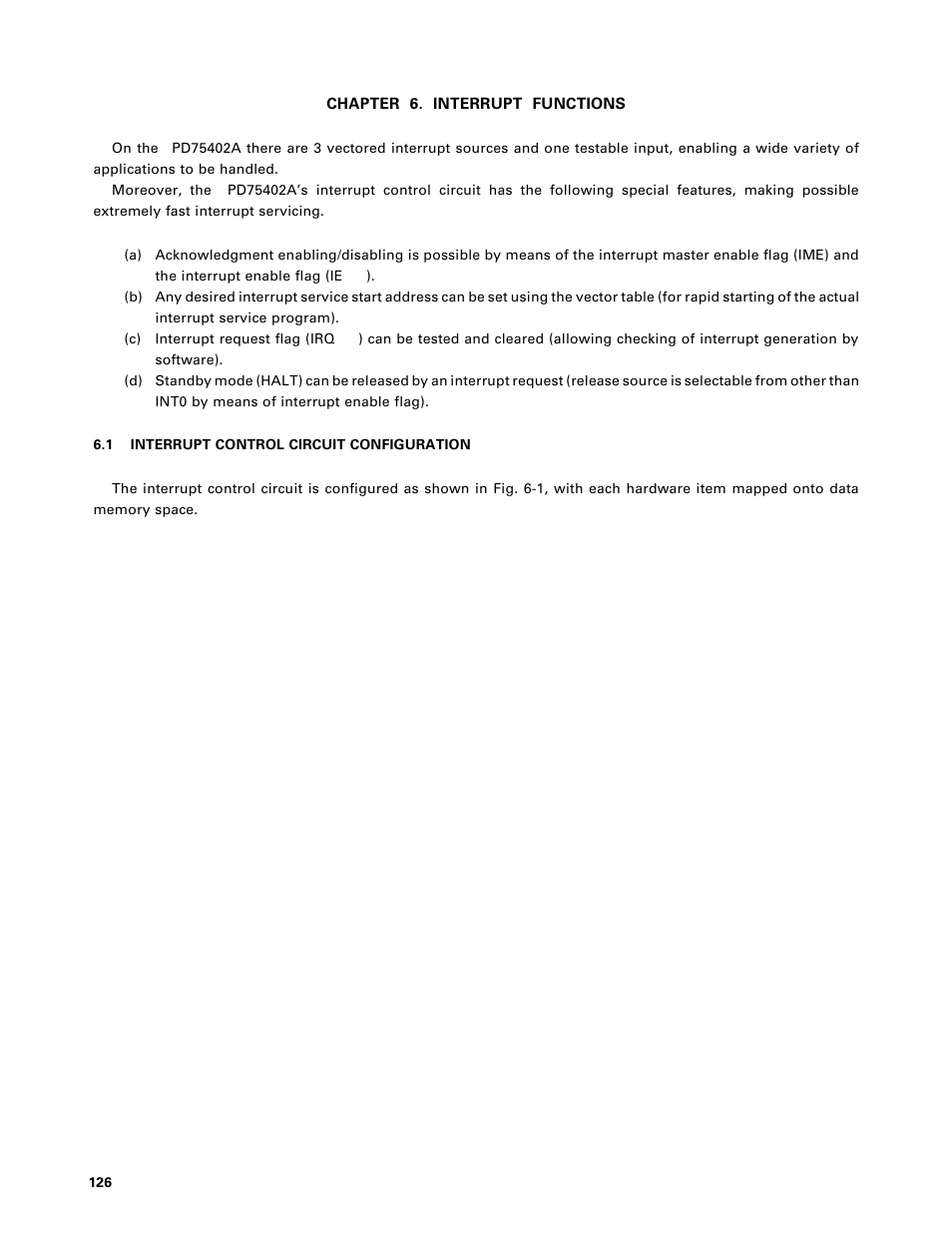 Ch 6. interrupt functions, Interrupt control circuit configuration | NEC PD75402A User Manual | Page 137 / 195