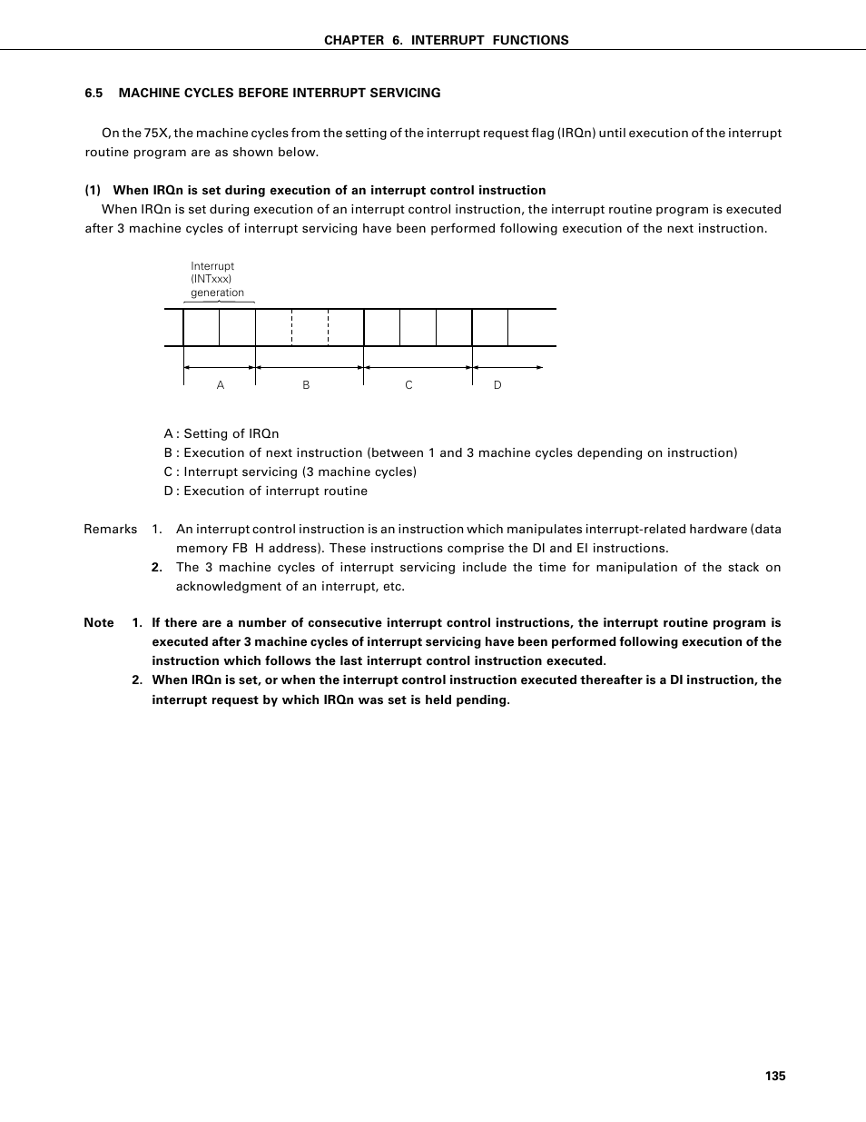 Machine cycles before interrupt servicing | NEC PD75402A User Manual | Page 146 / 195