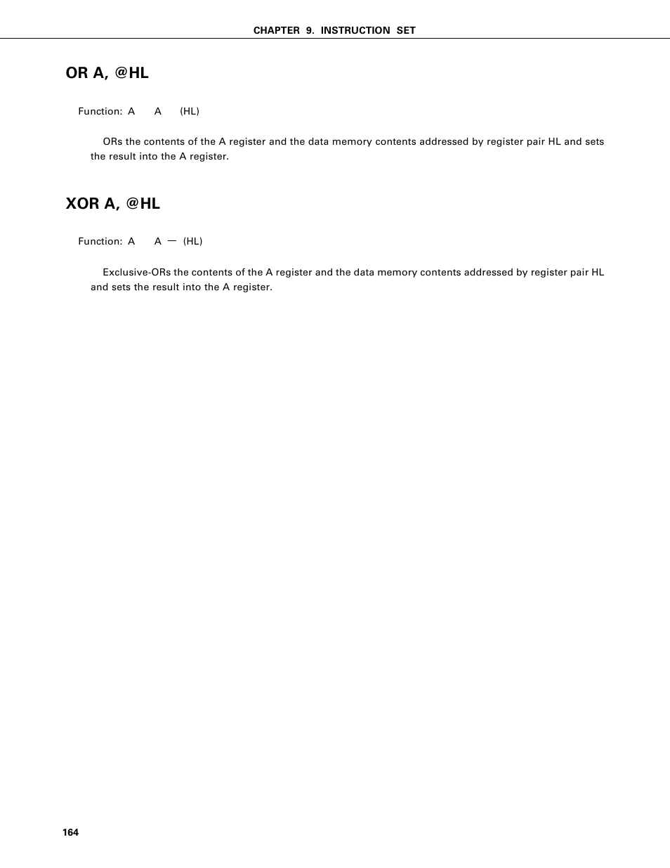 Or a, @hl, Xor a, @hl | NEC PD75402A User Manual | Page 175 / 195