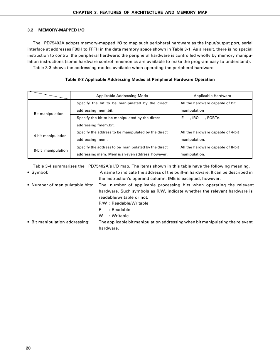 Memory-mapped i/o | NEC PD75402A User Manual | Page 39 / 195