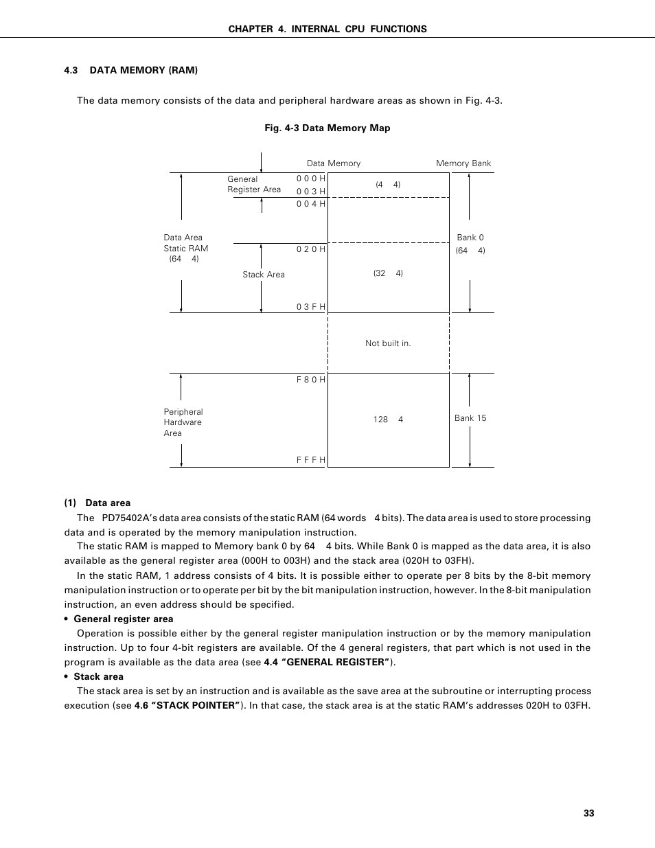 Data memory (ram) | NEC PD75402A User Manual | Page 44 / 195