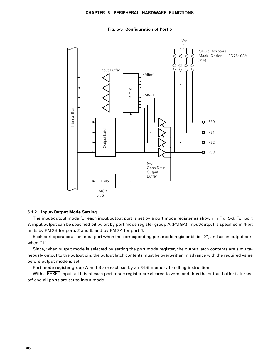 Input/output mode setting | NEC PD75402A User Manual | Page 57 / 195