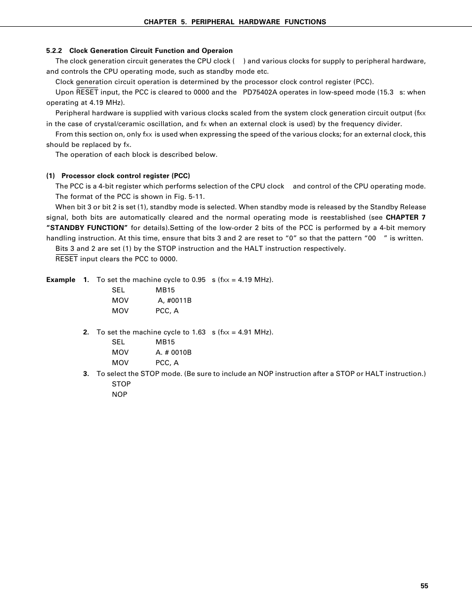 Clock generation circuit function and operaion | NEC PD75402A User Manual | Page 66 / 195