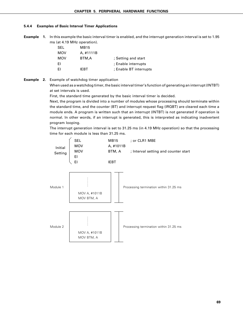 Examples of basic interval timer applications | NEC PD75402A User Manual | Page 80 / 195