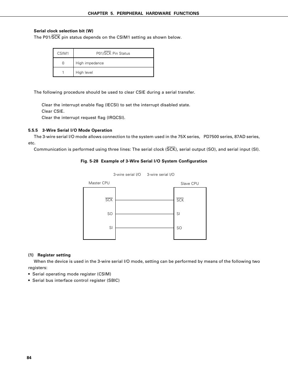 Wire serial i/o mode operation | NEC PD75402A User Manual | Page 95 / 195