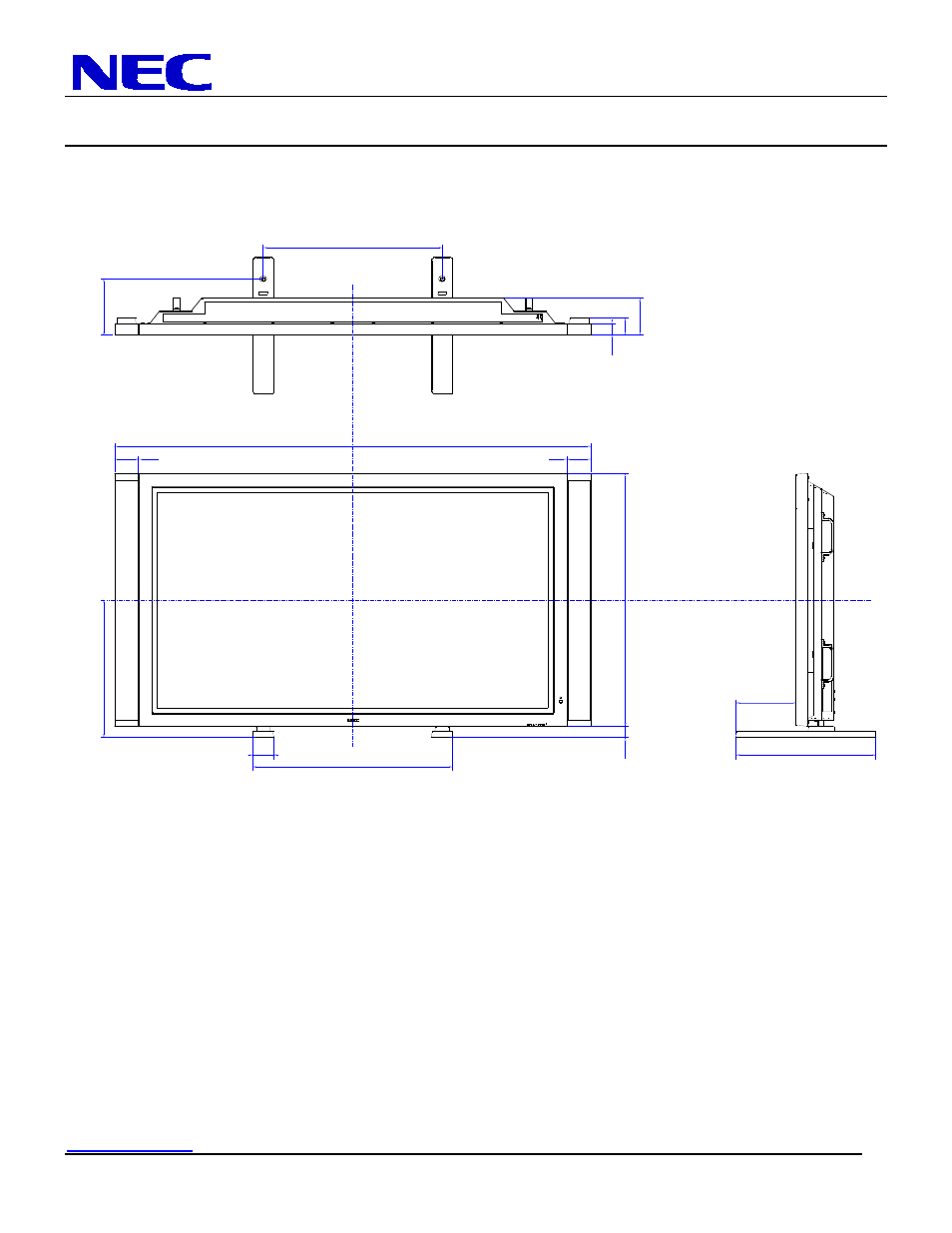 P60xp10-bk installation guide, 60” plasma monitor, Dimensions with optional speakers and stand | Nec display solutions of america, inc, Rev 1.2 | NEC P60XP10-BK User Manual | Page 5 / 10