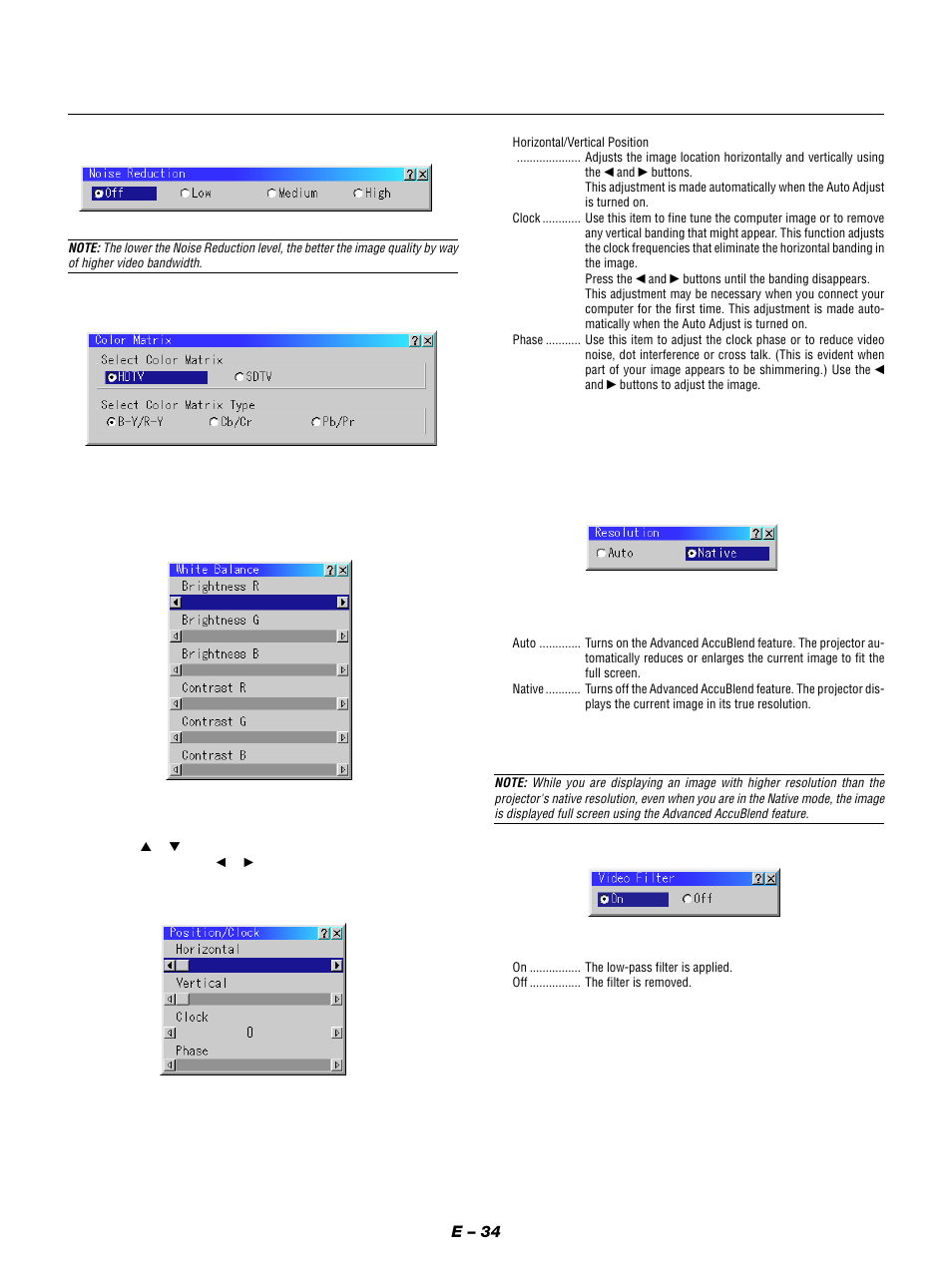 E – 34 | NEC MT1050 User Manual | Page 34 / 56