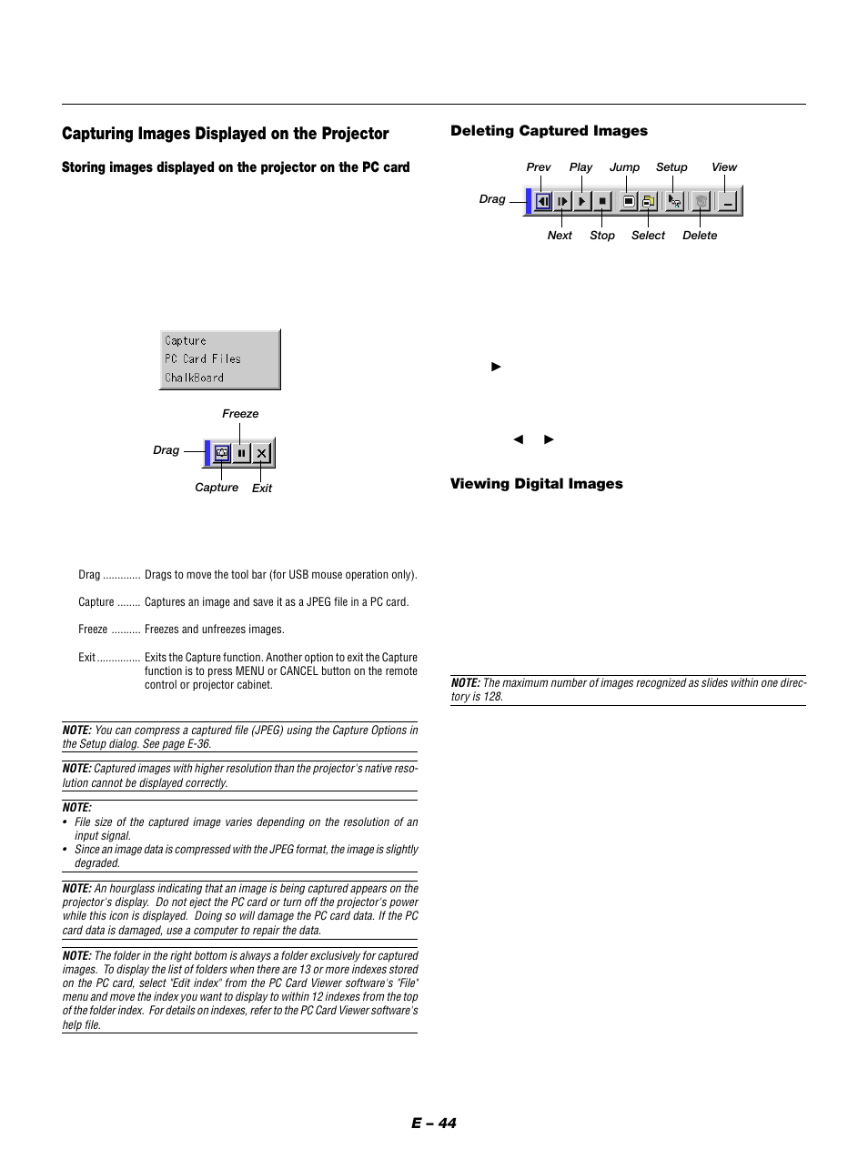 Capturing images displayed on the projector | NEC MT1050 User Manual | Page 44 / 56