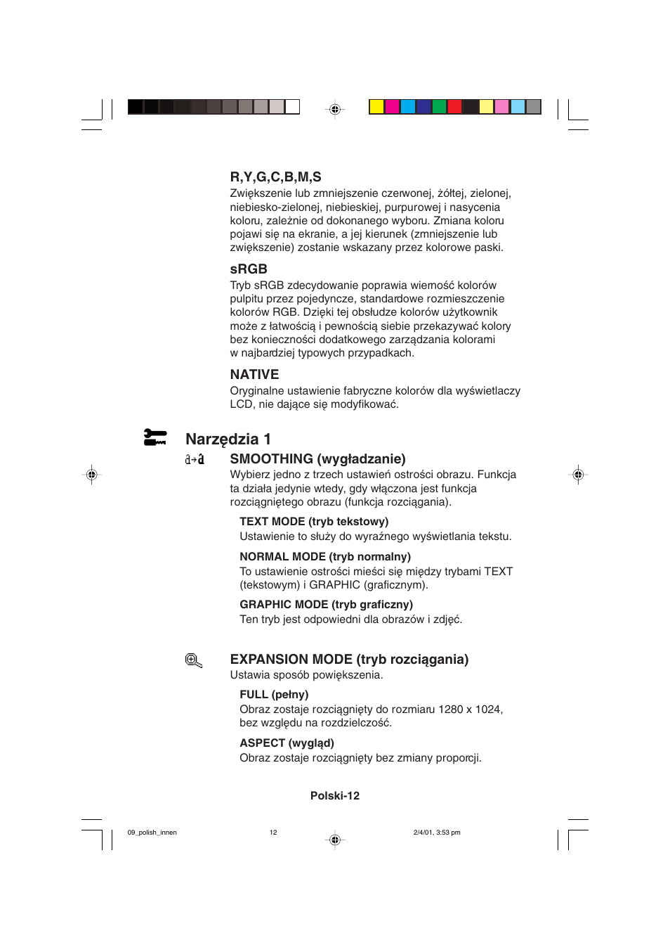 Narz´dzia 1 | NEC LCD1850X User Manual | Page 167 / 213