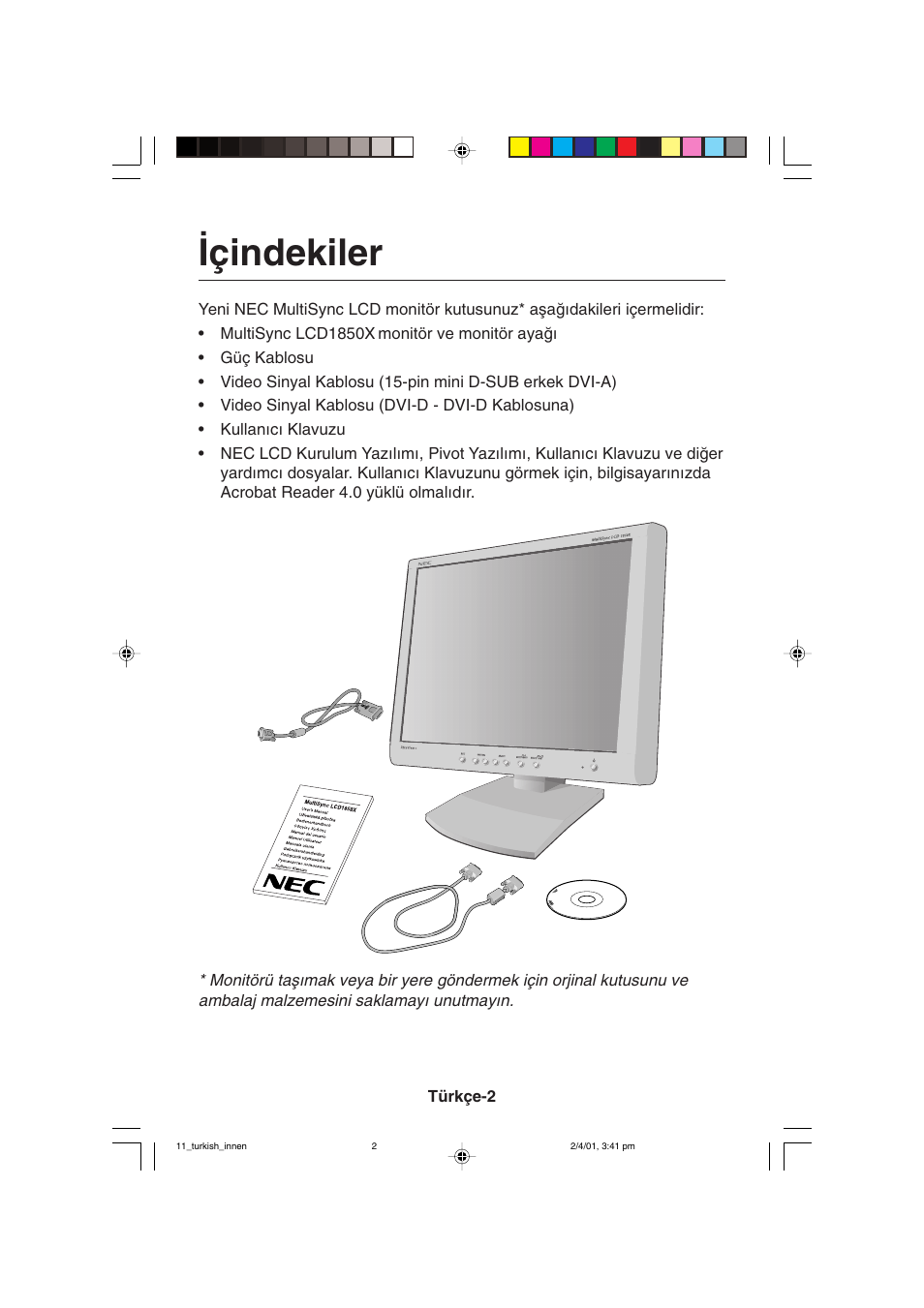 Çindekiler | NEC LCD1850X User Manual | Page 195 / 213