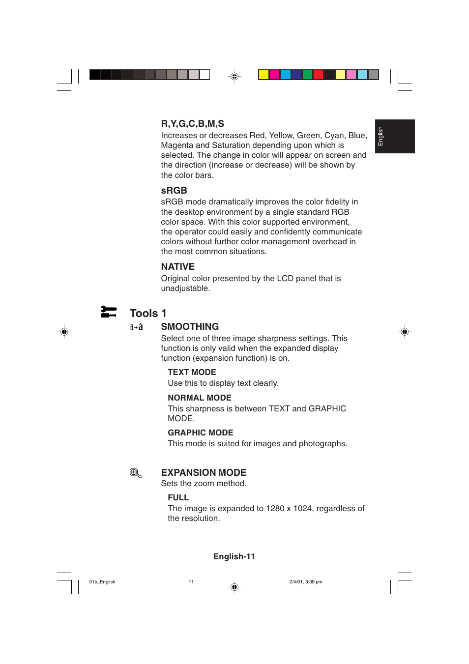 Tools 1 | NEC LCD1850X User Manual | Page 22 / 213