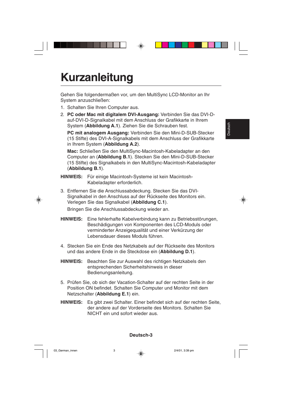 Kurzanleitung | NEC LCD1850X User Manual | Page 50 / 213
