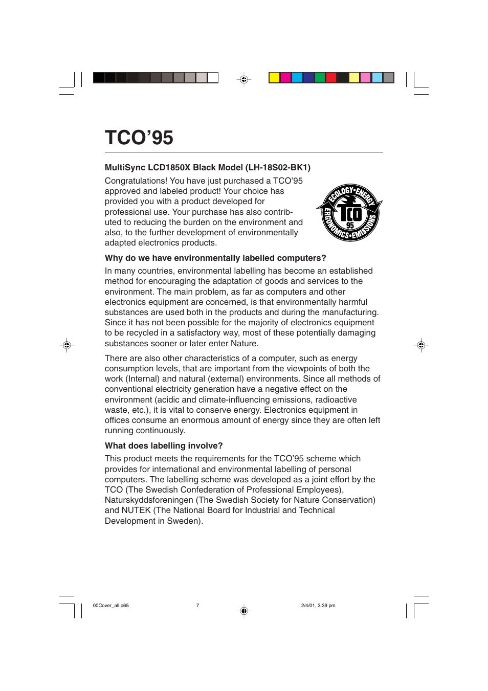 Tco’95 | NEC LCD1850X User Manual | Page 7 / 213