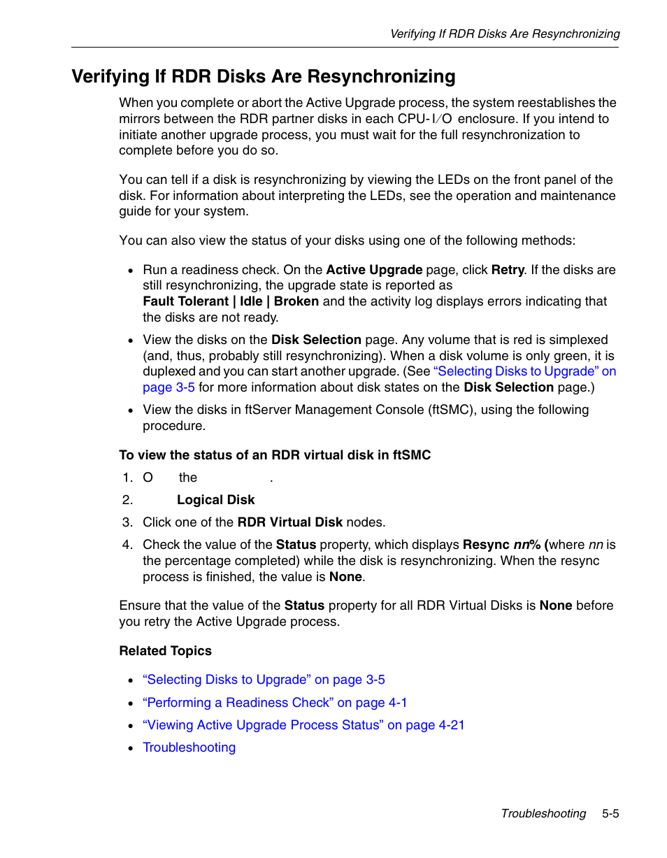 Verifying if rdr disks are resynchronizing | NEC 320Fc User Manual | Page 103 / 120