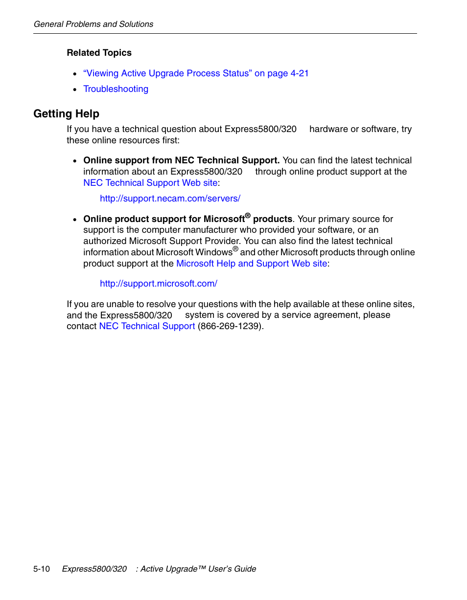 Getting help | NEC 320Fc User Manual | Page 108 / 120