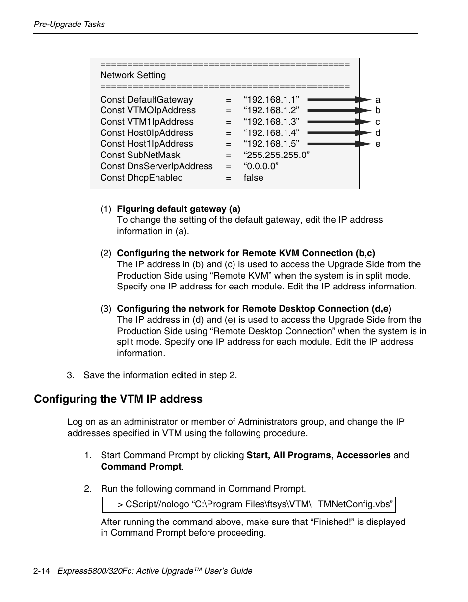 Configuring the vtm ip address | NEC 320Fc User Manual | Page 36 / 120