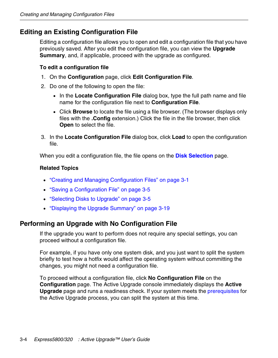 Editing an existing configuration file, Performing an upgrade with no configuration file | NEC 320Fc User Manual | Page 54 / 120