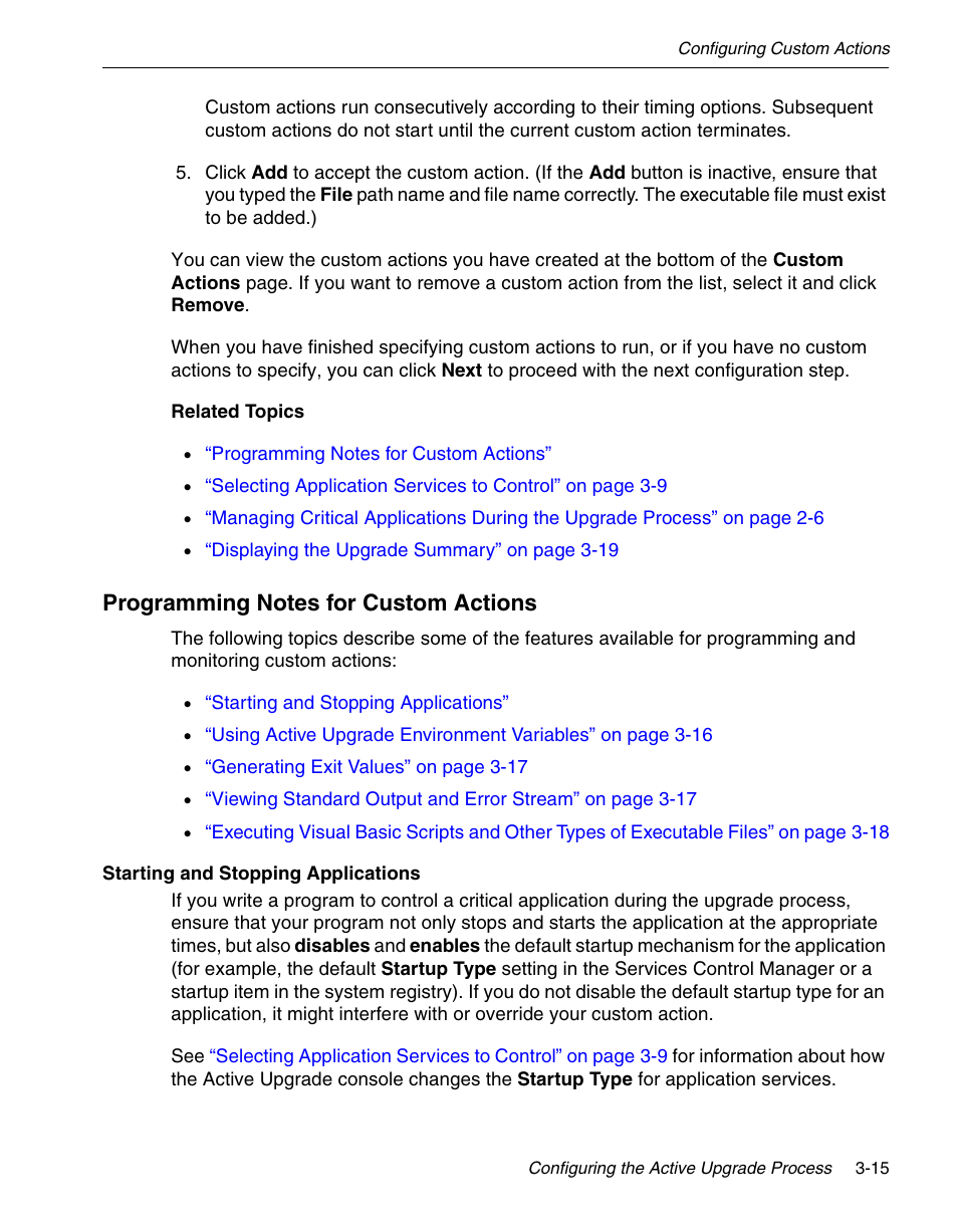 Programming notes for custom actions, Starting and stopping applications | NEC 320Fc User Manual | Page 65 / 120