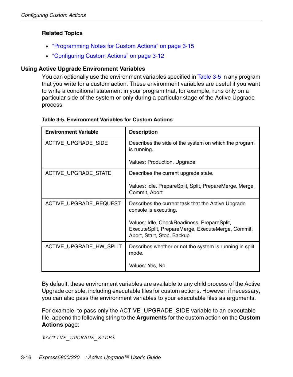 Using active upgrade environment variables | NEC 320Fc User Manual | Page 66 / 120