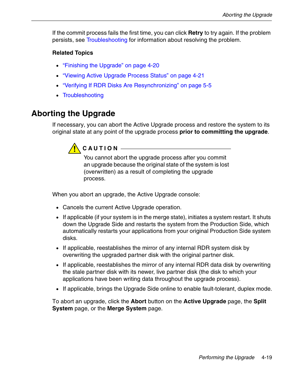 Aborting the upgrade | NEC 320Fc User Manual | Page 89 / 120