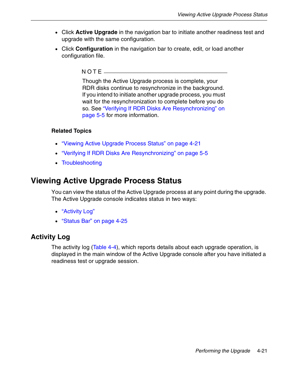 Viewing active upgrade process status, Activity log | NEC 320Fc User Manual | Page 91 / 120